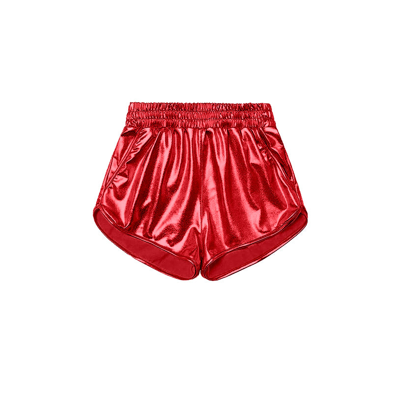 NO MOQ SS0415 pre-order baby girls clothes red shiny leather shorts-24.11.30