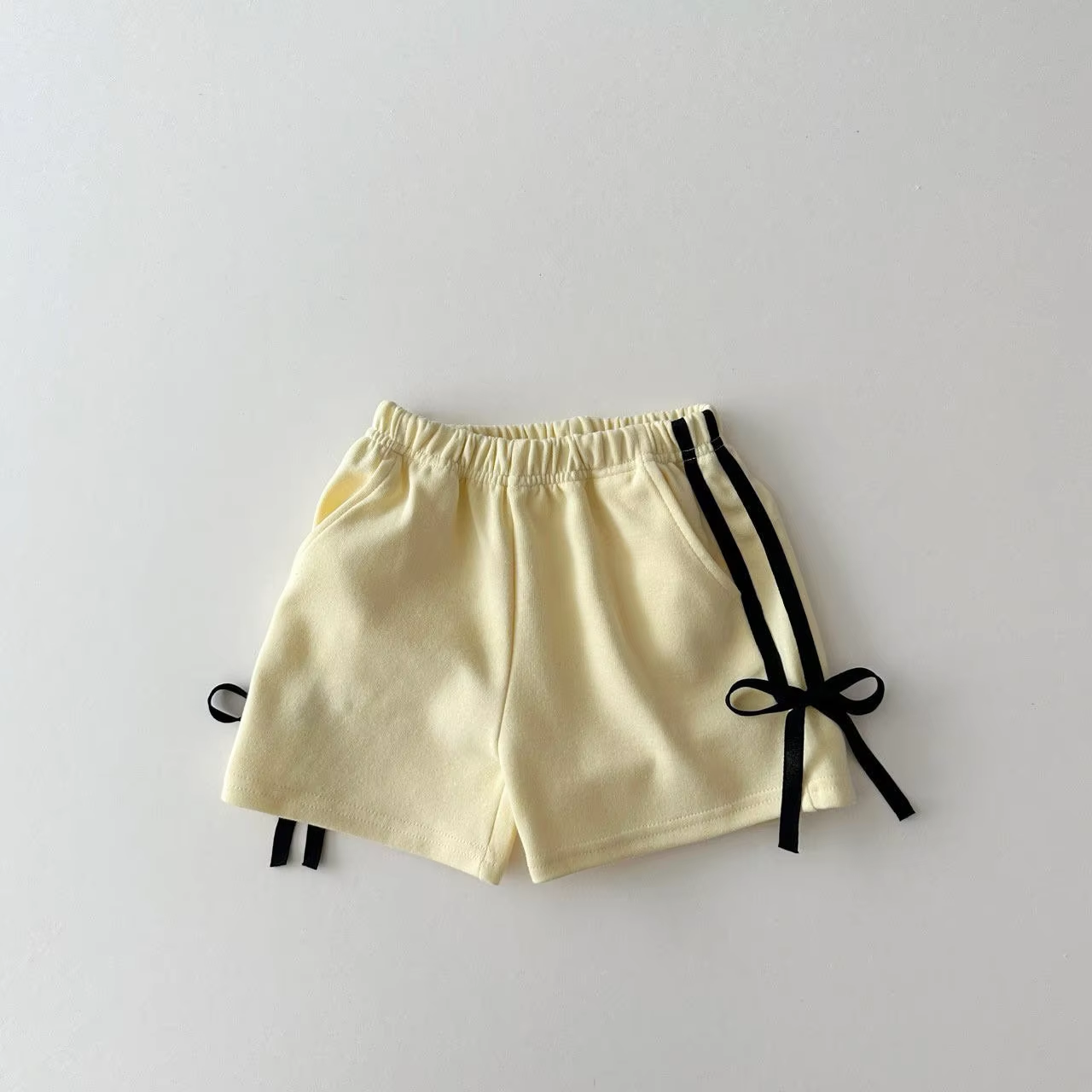 NO MOQ SS0423 pre-order baby girls clothes bow yellow shorts-24.12.17