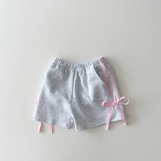 NO MOQ SS0426 pre-order baby girls clothes bow gray summer shorts-24.12.17