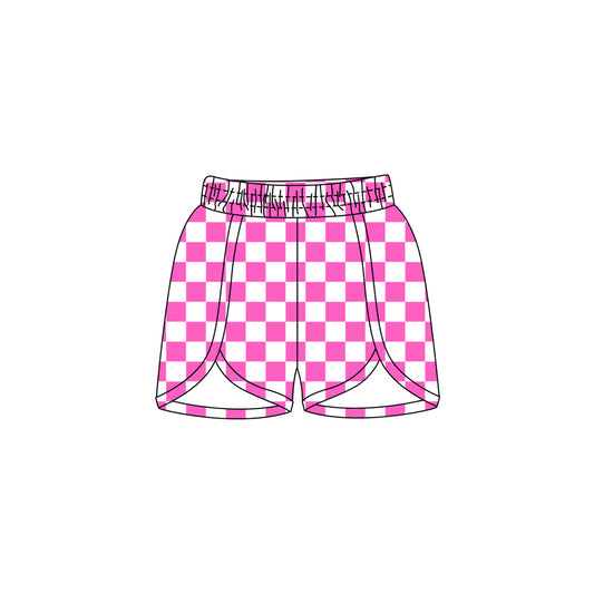 NO MOQ SS0431 pre-order baby girls clothes pink and white plaid summer shorts-24.12.18