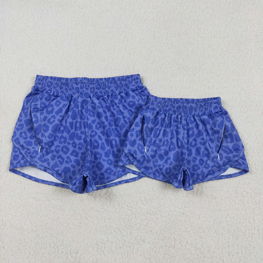 RTS NO MOQ Adult Girls yoga leopard adult shorts and kids shorts