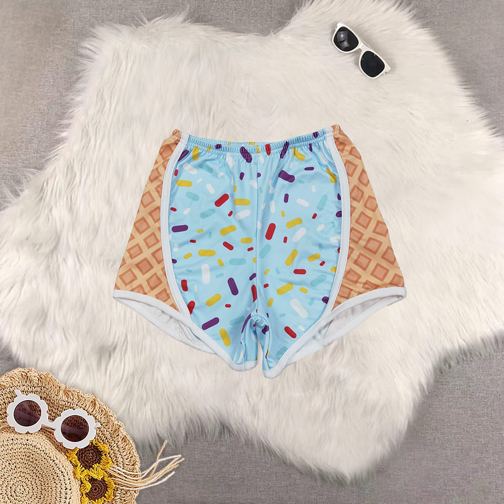 RTS NO MOQ Sibling Baby girls clothes boy clothes Summer ice cream team yoga Shorts