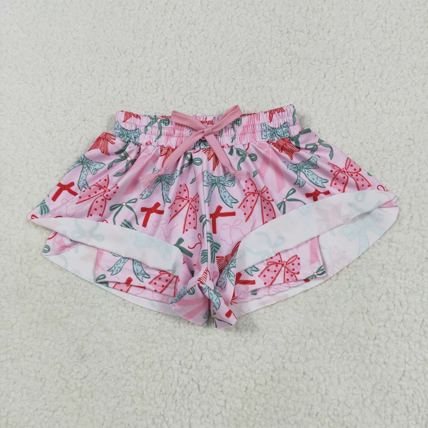 RTS NO MOQ SS0578 Pink shorts with bow pattern