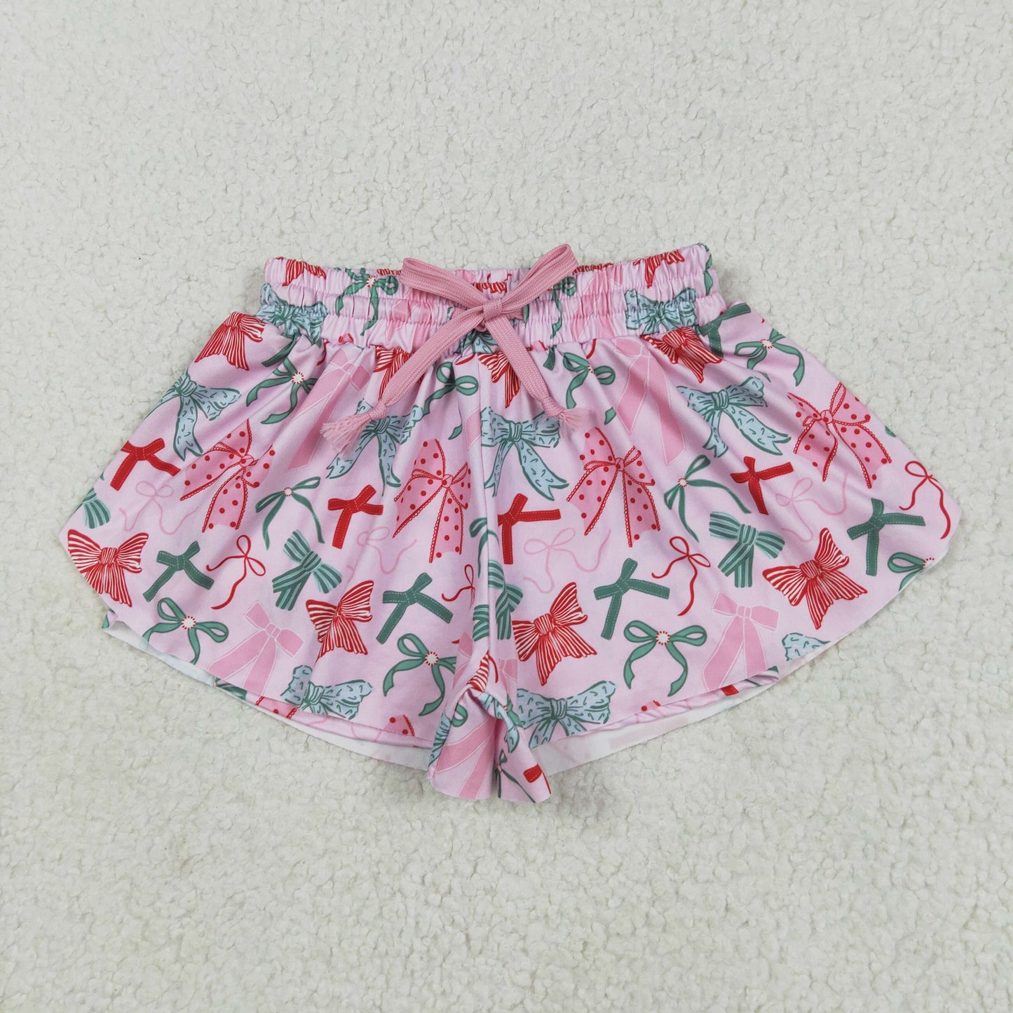 RTS NO MOQ SS0578 Pink shorts with bow pattern