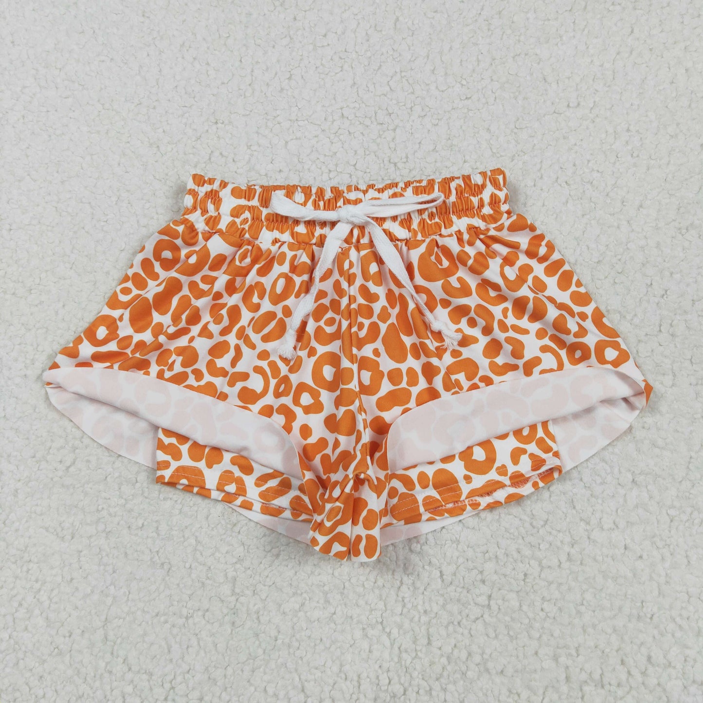RTS NO MOQ SS0584 baby girls clothes orange leopard print shorts