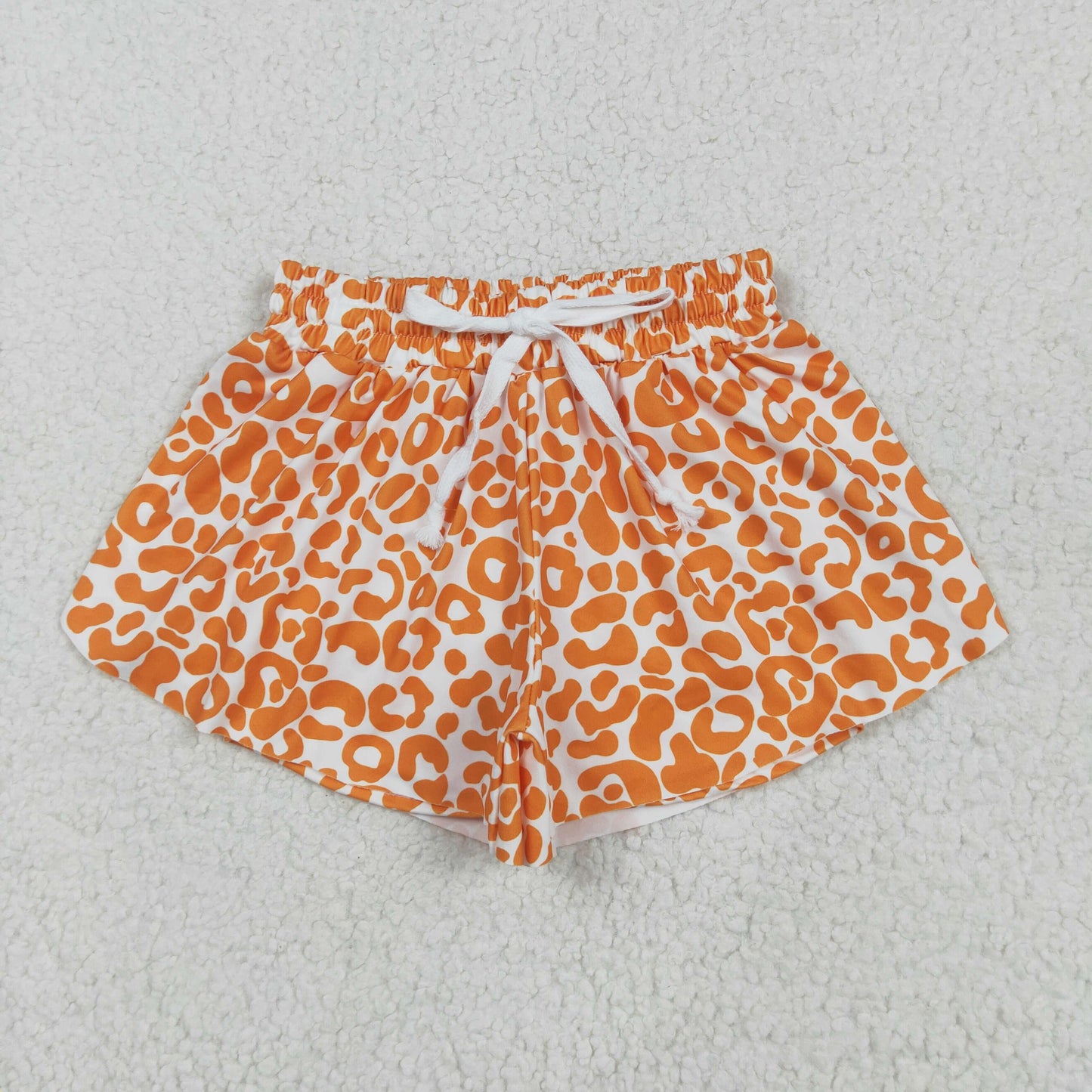 RTS NO MOQ SS0584 baby girls clothes orange leopard print shorts