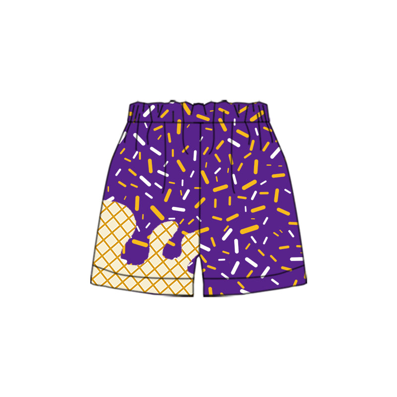 (Pre Order) No moq SS0641 pre-order baby girl clothes team purple summer shorts-2025.7.14
