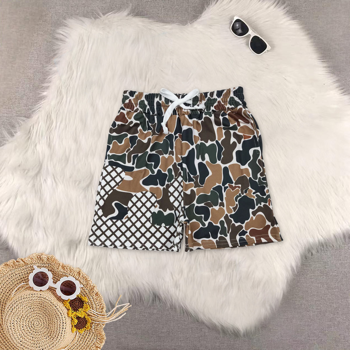 RTS NO MOQ Sibling baby boy clothes Camouflage summer short sleeve shorts sets and top and shorts