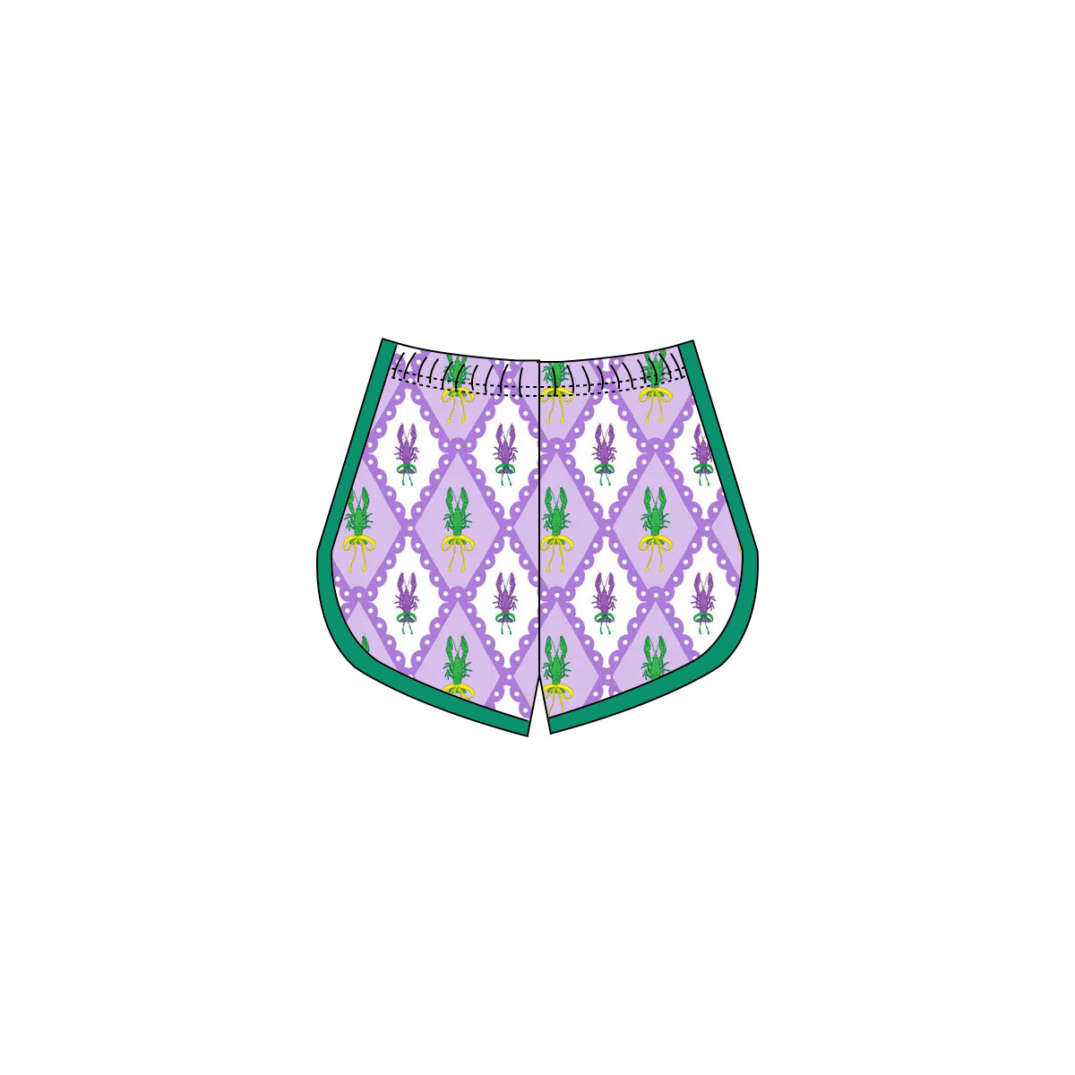 (Pre Order) No moq SS0661 pre-order baby girl clothes yoga mardi gras summer shorts-2025.9.29