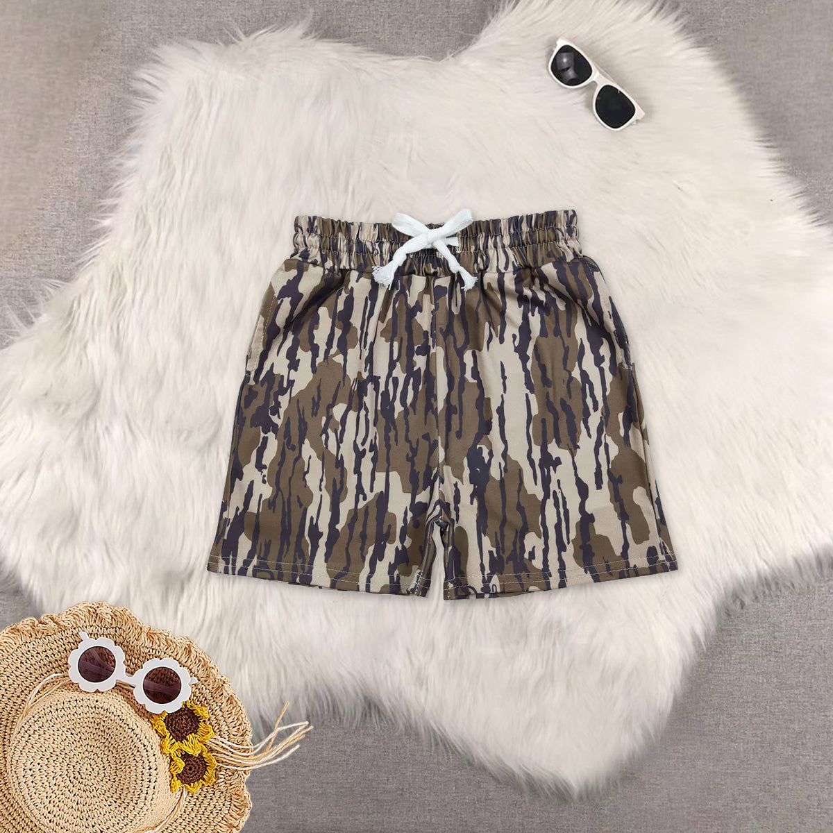 RTS NO MOQ Sibling baby boy clothes Camouflage summer short sleeve shorts sets and top and shorts