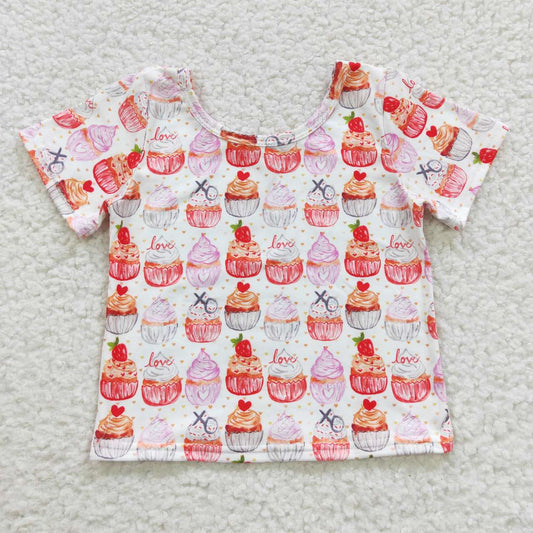 GT0204 xo cake ice cream white short-sleeved top