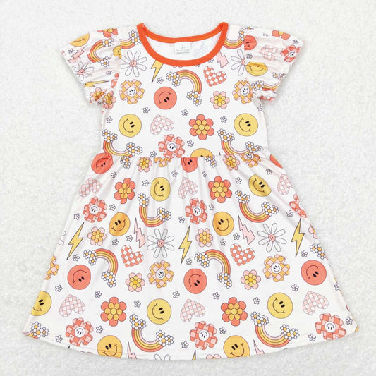 GSD0404 Smiley Rainbow Flower Short Sleeve Dress