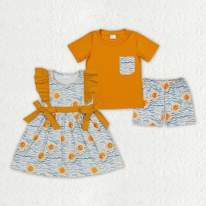 RTS Baby Girls Sun Sea Boys Sibling Dresses Clothes Sets