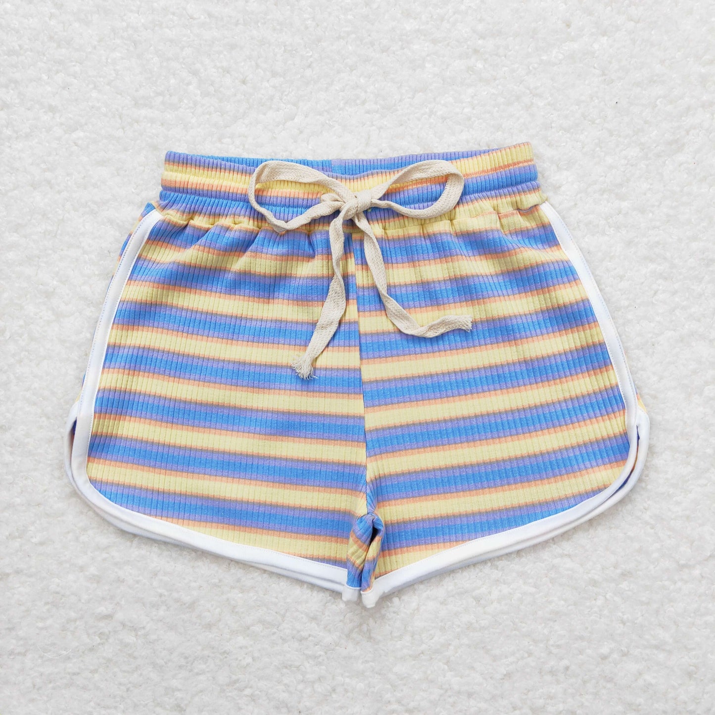 RTS SS0347Yellow and blue thick and thin striped shorts