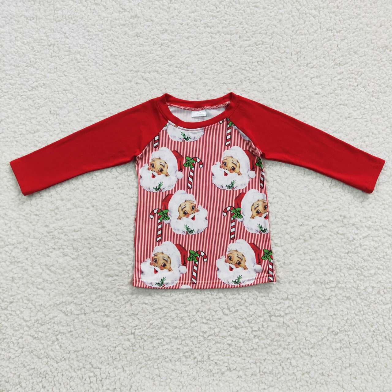 6 C6-8 Santa Striped Red Long Sleeve Top