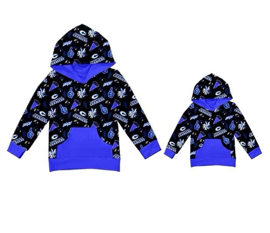 RTS NO MOQ Long Sleeve Blue Hooded Top