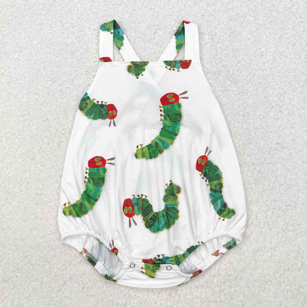 RTS NO MOQ ETA 5/7days arrived SR1608 Boys cartoon caterpillar white vest jumpsuit