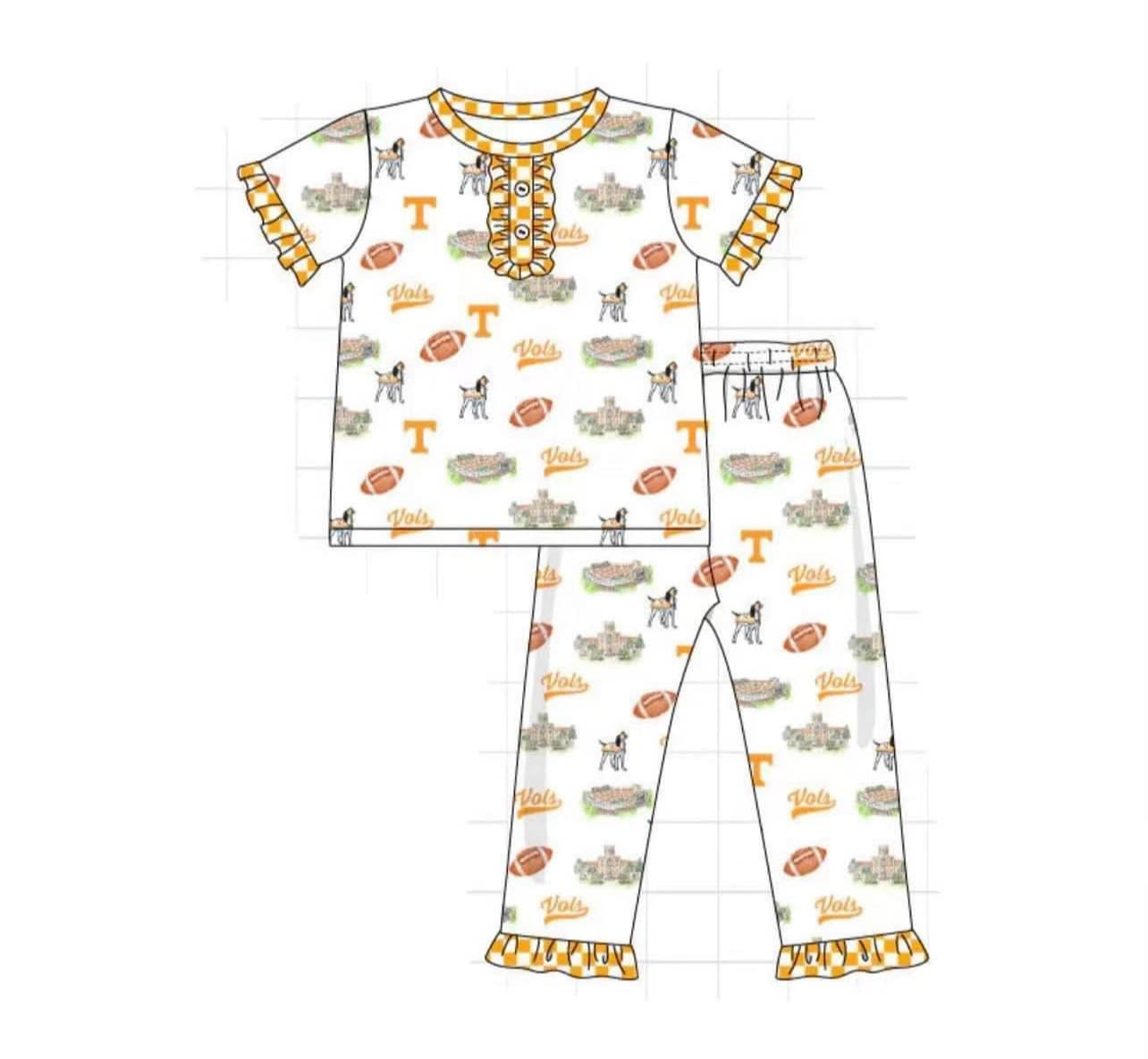 custom moq 5 eta 6-7weeks Orange short-sleeved trousers set pajamas girls pajamas sets