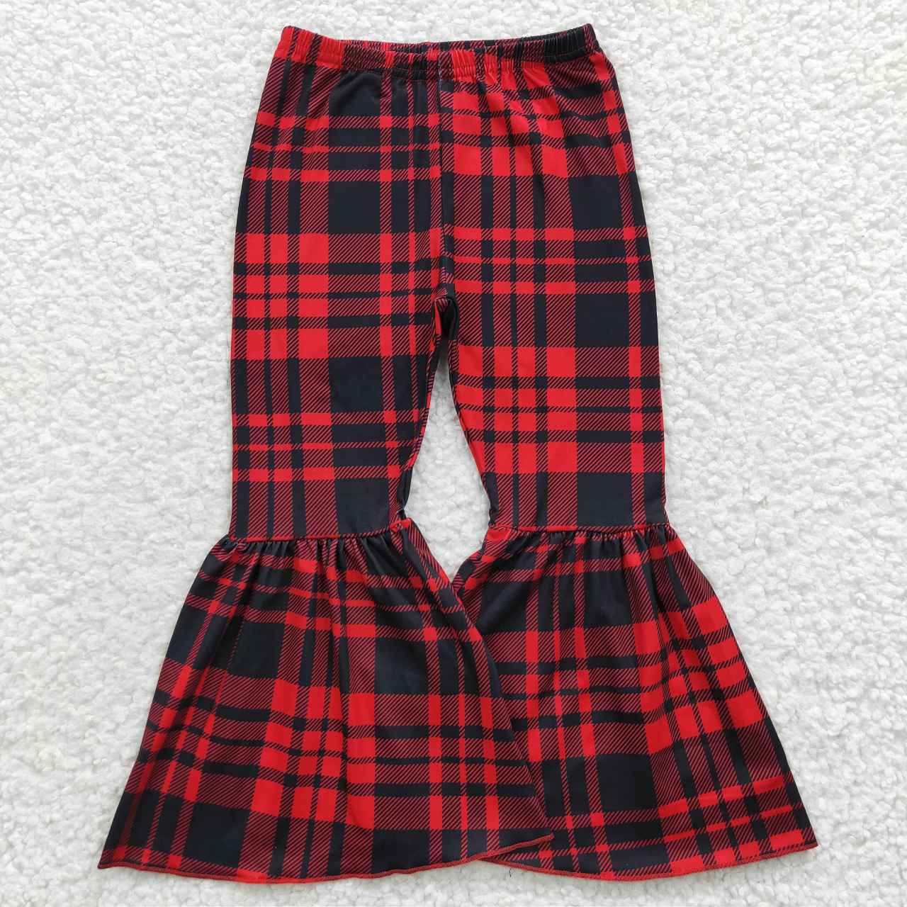 P0150 Red black check milk silk trousers