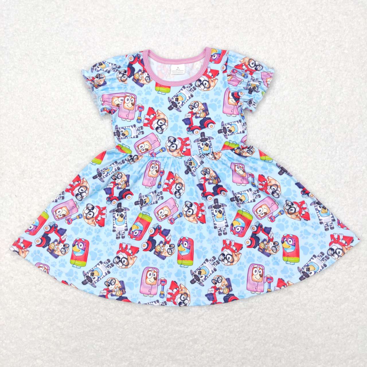 GSD0575 Cartoon dog bluey blue short sleeve dress