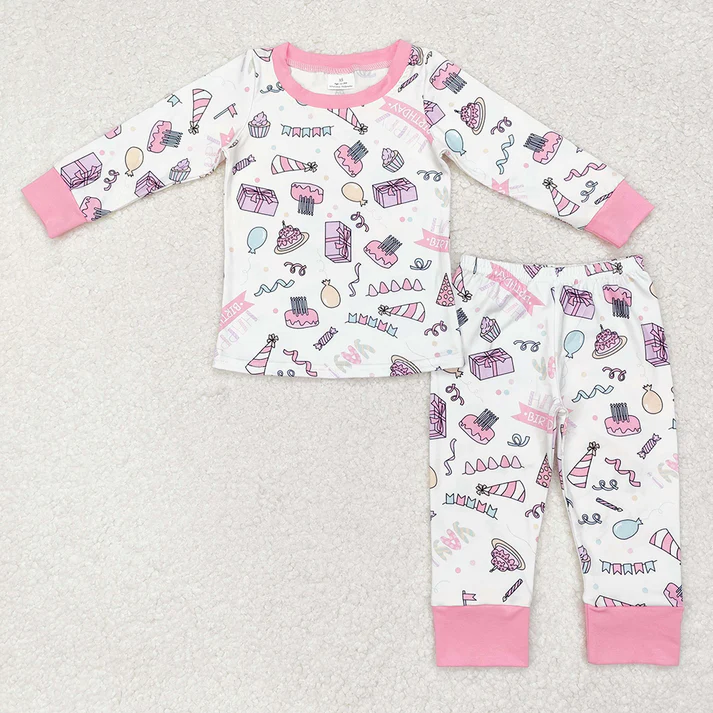 RTS NO MOQ Baby Girls Boys Sibling Birthday Shirt Pants Pajamas Clothes Sets