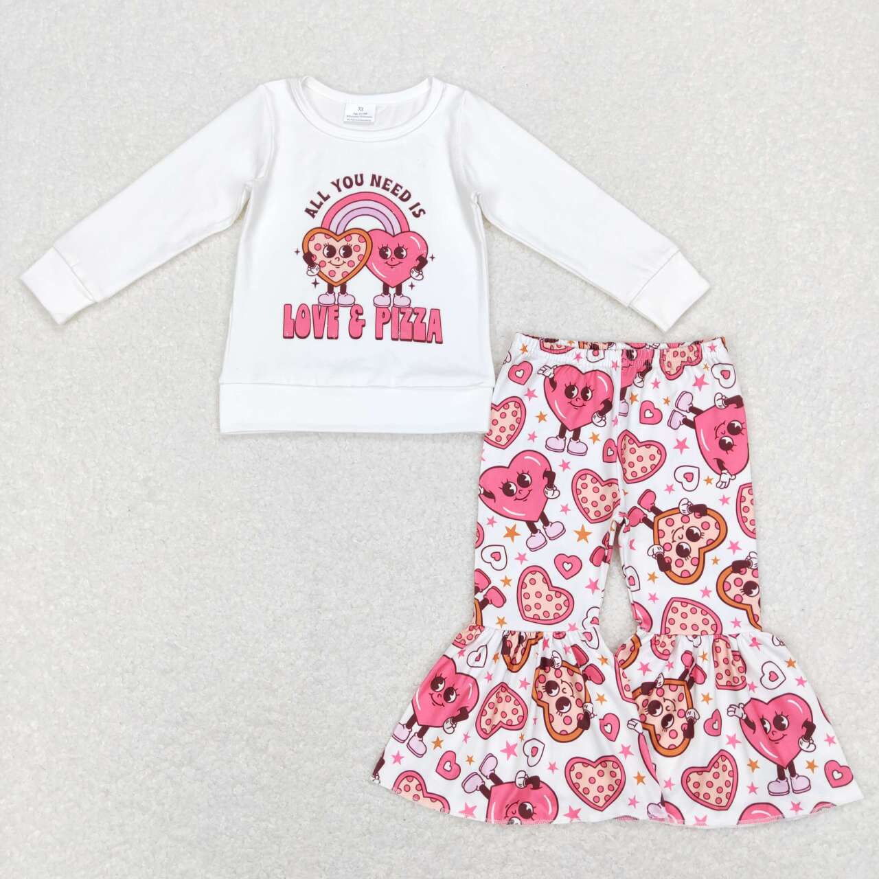 GLP1119 love pizza letters rainbow love white long sleeve trousers suit