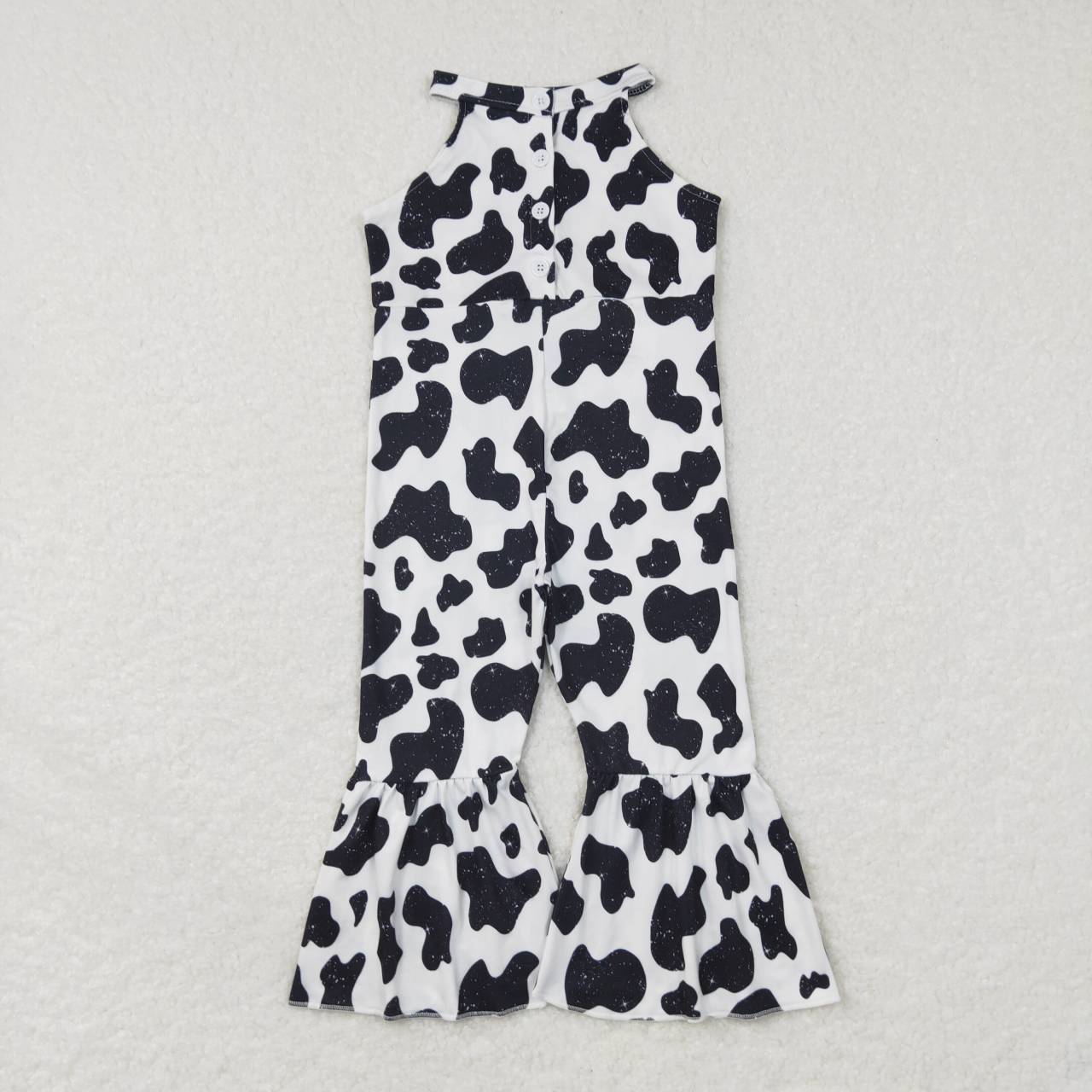 SR0444 Cow print black and white sleeveless jumpsuit