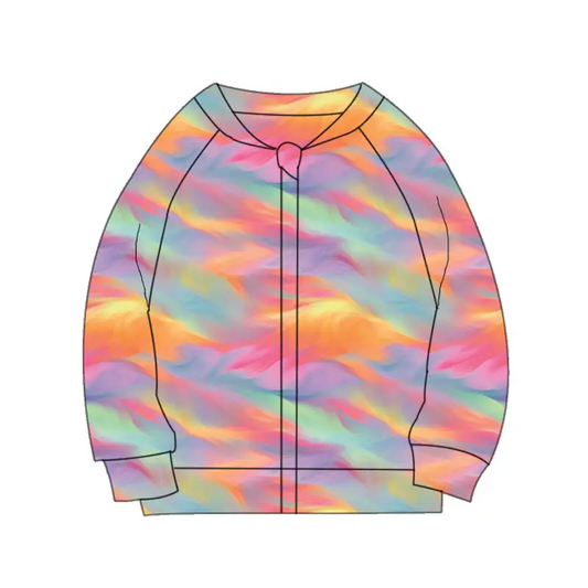 Custom moq 3 eta 7/8week moq 5 eta /4/5week Pink and purple tie-dye long-sleeved zip-up jacket