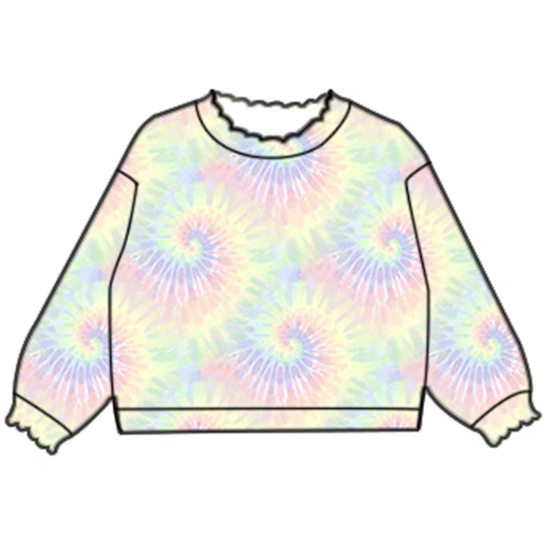 Custom moq 3 eta 7/8week moq 5 eta /4/5week Colorful Glowing Cloud Pleated Elastic Neck Pullover Sweatshirt