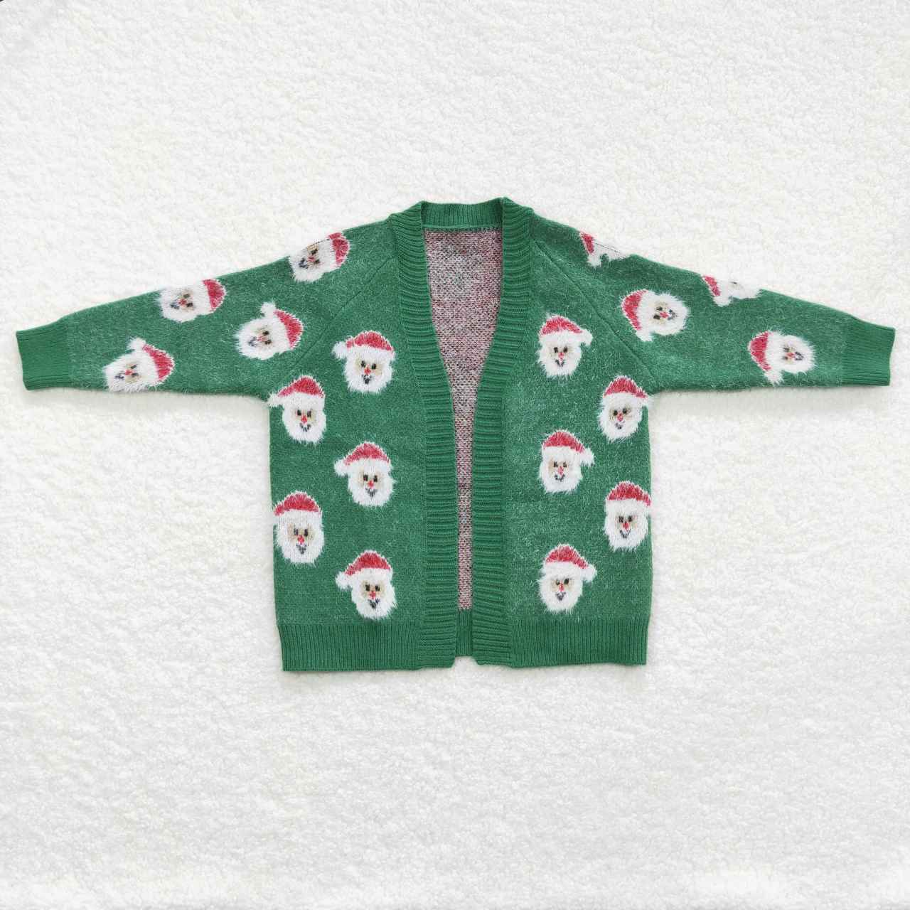 RTS NO MOQ（In Stock) GT0357 Santa green long sleeve sweater cardigan