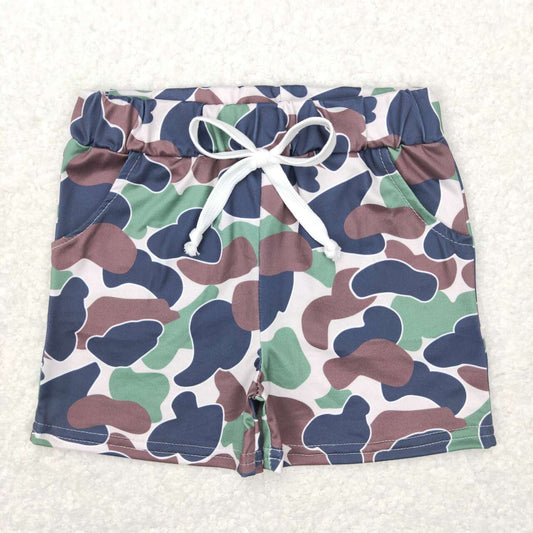 SS0141 Brown and green camouflage beige shorts