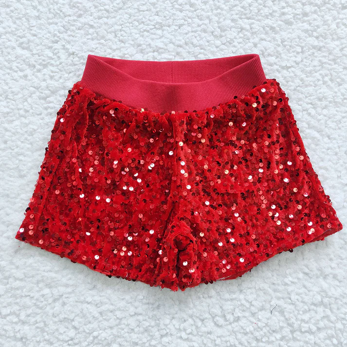 RTS NO MOQ Baby Girls Sibling Sister Sequin Summer Shorts