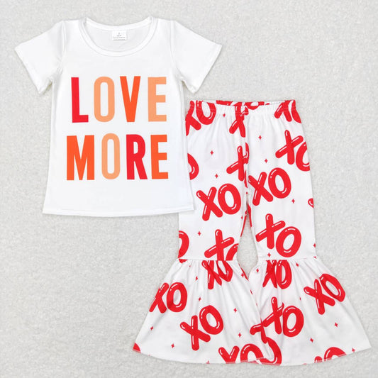 GSPO1122 love more letter white short sleeve xo trousers suit