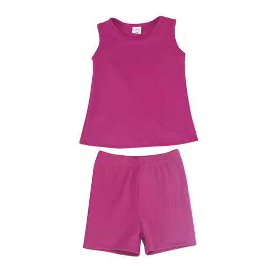custom moq 3 cotton fabric eta 5-6week Cotton  pink purple shorts  Shorts Set