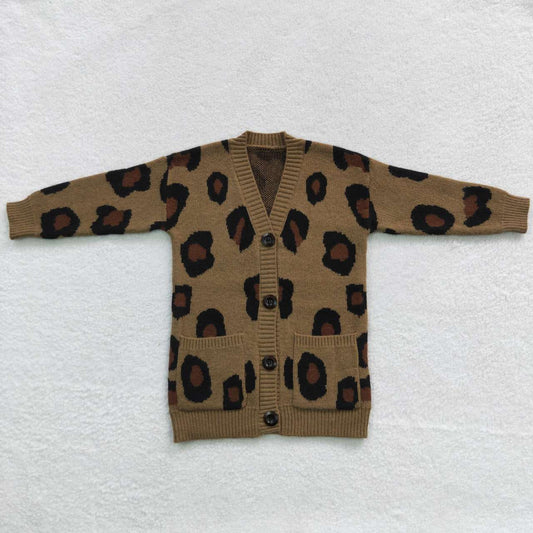 GT0189 Leopard Brown Sweater Cardigan