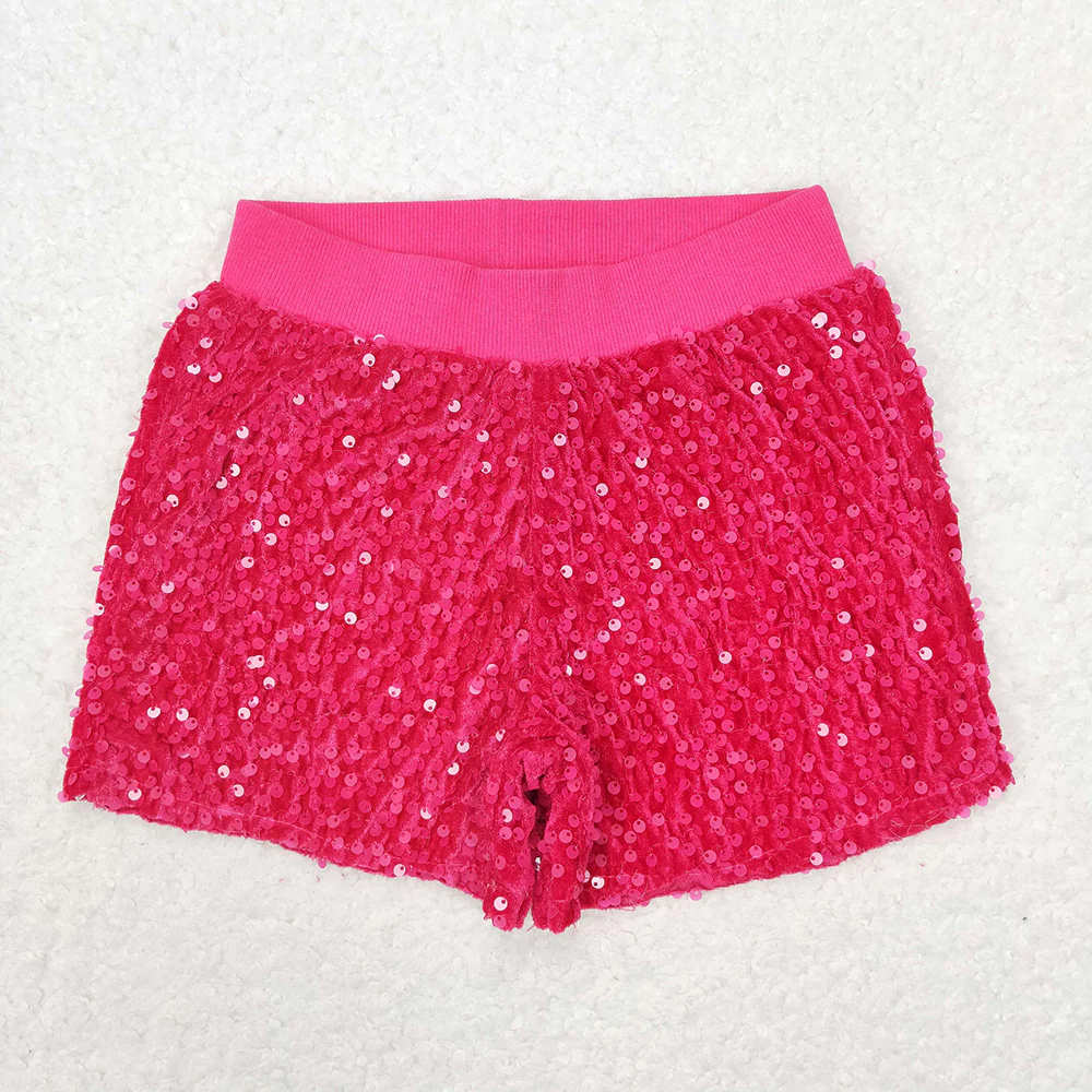 RTS NO MOQ Baby Girls Sibling Sister Sequin Summer Shorts