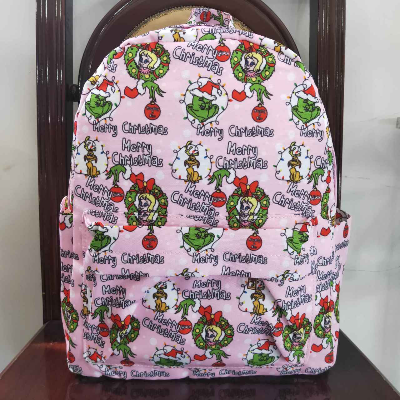 BA0148 grinch merry christmas pink backpack