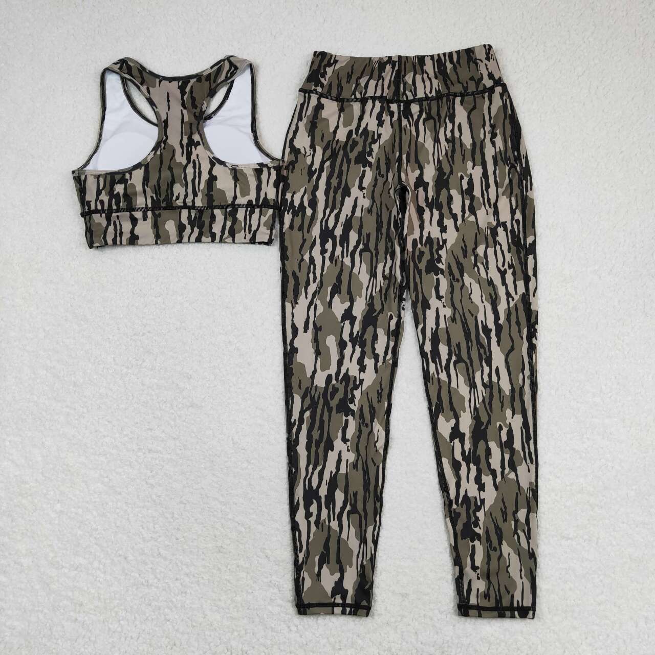 rts no moq GSPO1461 Adult female brown and green camouflage sleeveless pants yoga suit