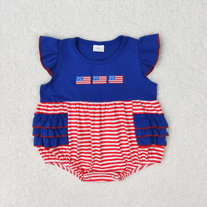 RTS Baby Girls Boys 4th Of July Flags Sibling Clothing Sets