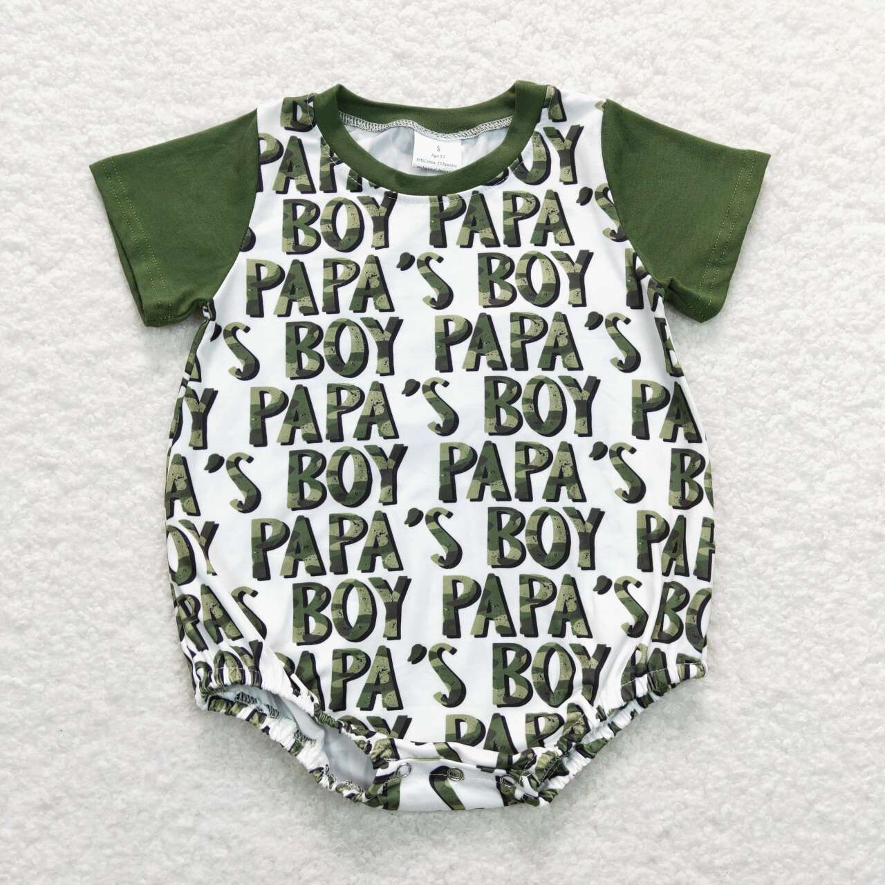 SR0876 papa's boy camouflage beige short-sleeved jumpsuit