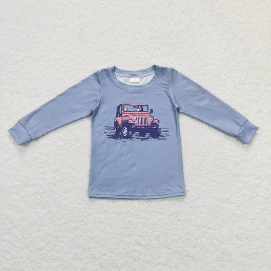 BT0392 Red off-road vehicle blue long-sleeved top