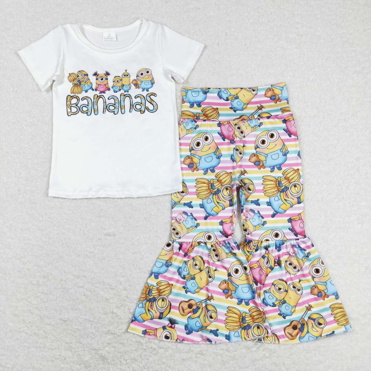 GSPO1188 bananas minions banana white short-sleeved colorful striped trousers suit