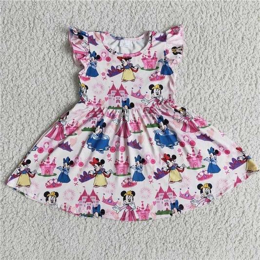 E6-5 Mickey Castle Flying Sleeve Dress