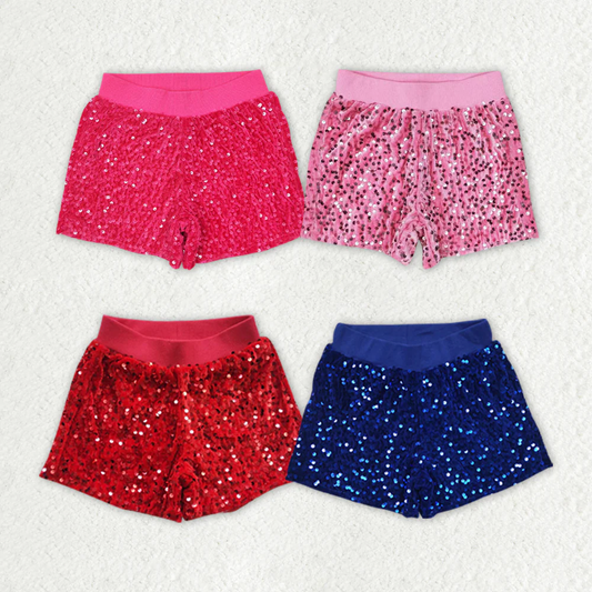 RTS NO MOQ Baby Girls Sibling Sister Sequin Summer Shorts
