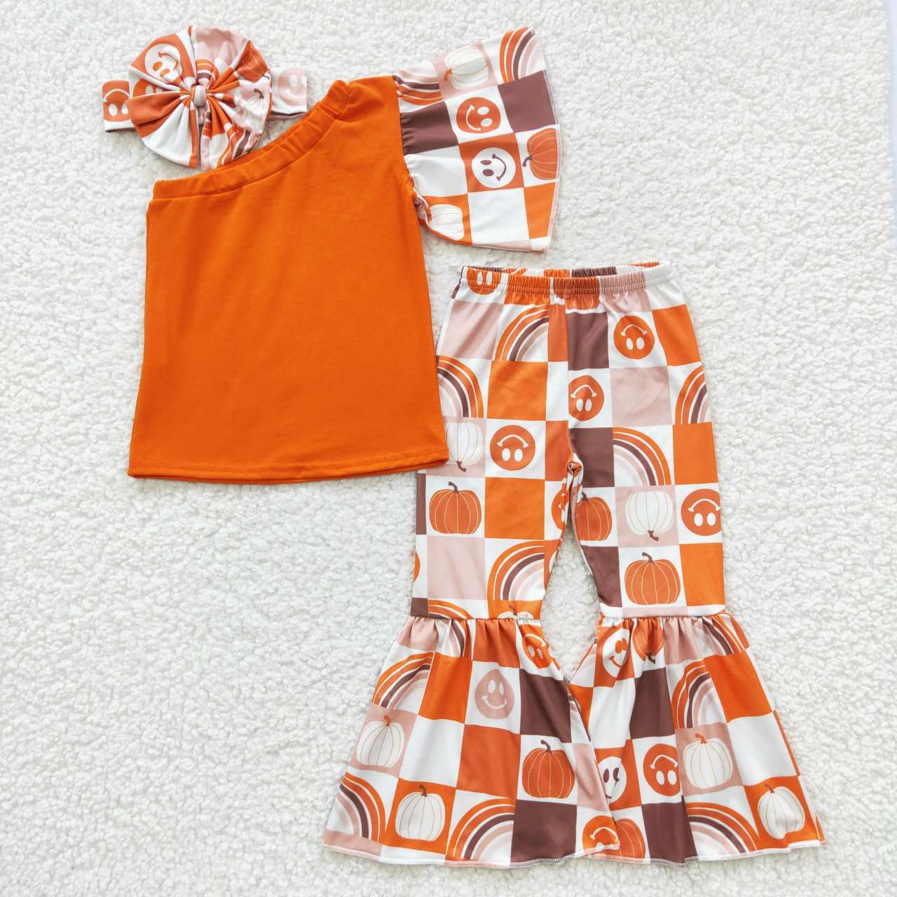 GSPO0620 Smiley Pumpkin One Sleeve Trouser Set