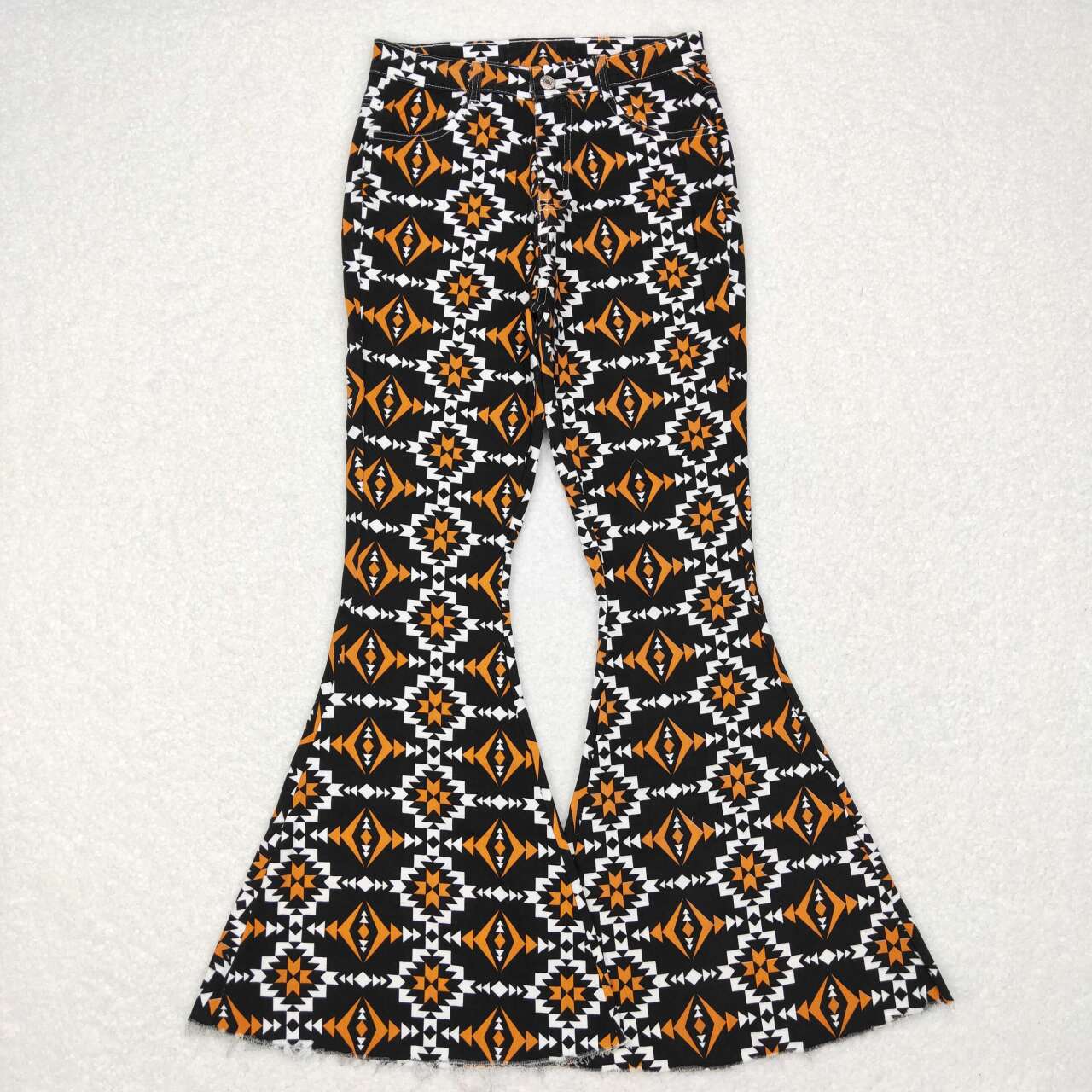 P0298 Adult geometric pattern black denim trousers