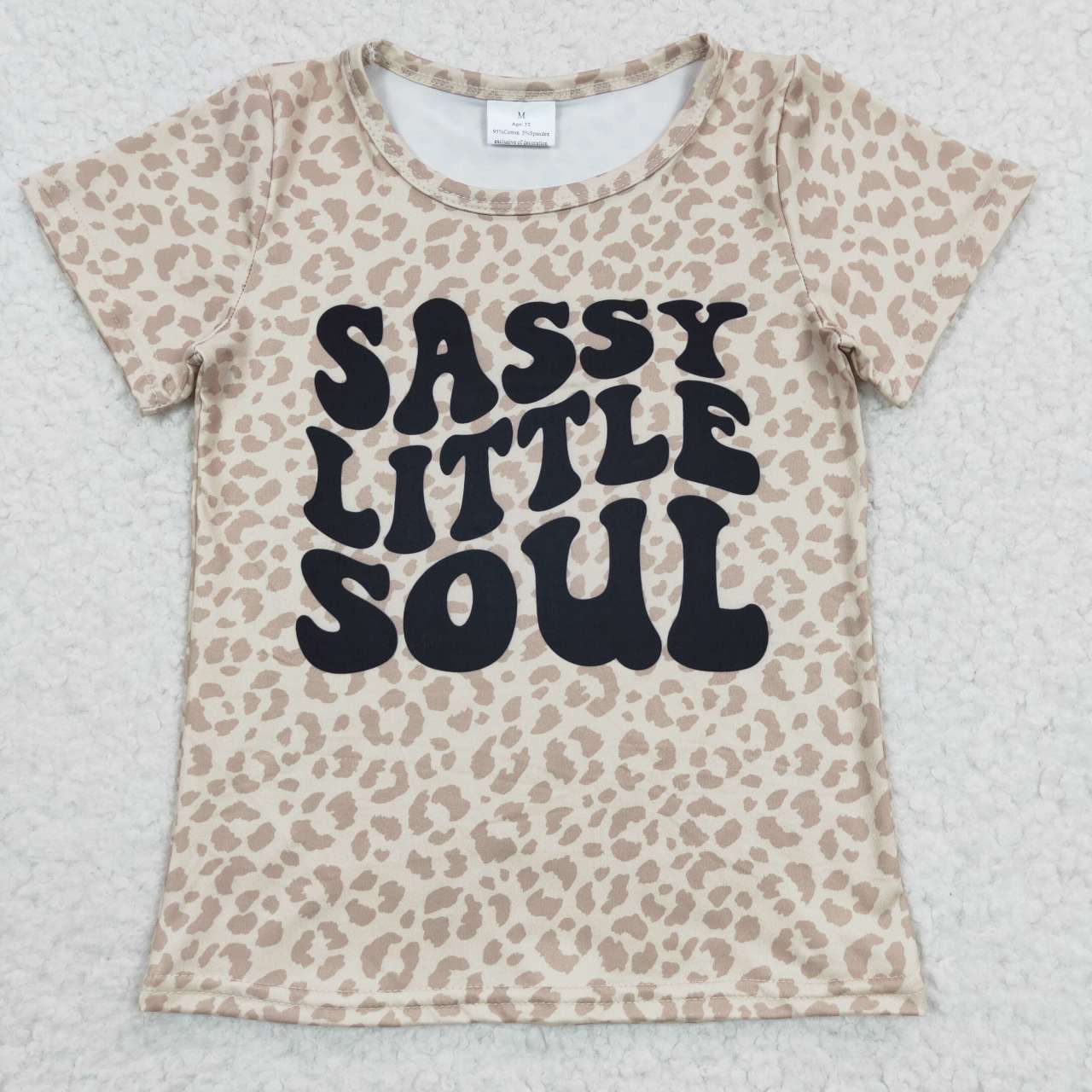 GT0184 sassy little soul leopard khaki short sleeve top