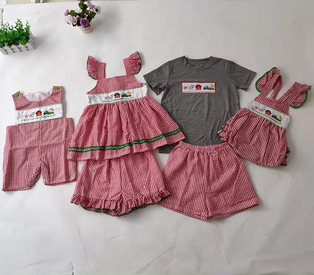 custom moq 5 mix size eta 5-6weeks Farm short-sleeved shorts romper suit series