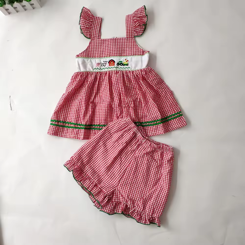 custom moq 5 mix size eta 5-6weeks Farm short-sleeved shorts romper suit series