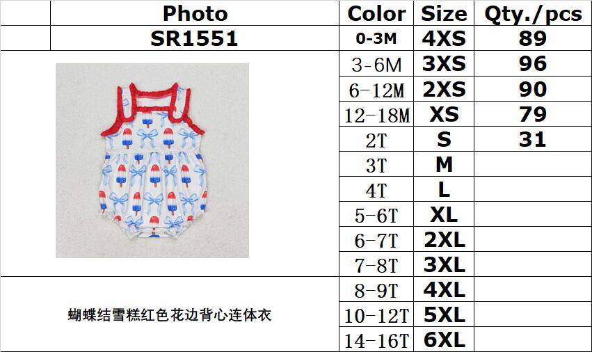 RTS no moq SR1551 Bow-knot ice cream red lace vest jumpsuit